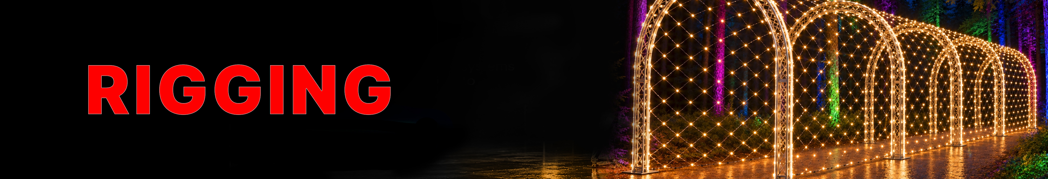 Rigging solutions for light trails, outdoor installations and event environments