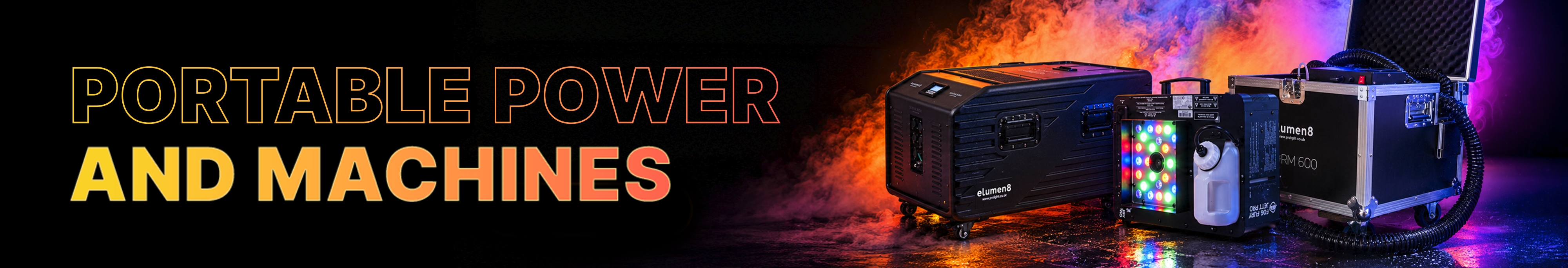 Portable power and machines for light trails, outdoor installations and event environments
