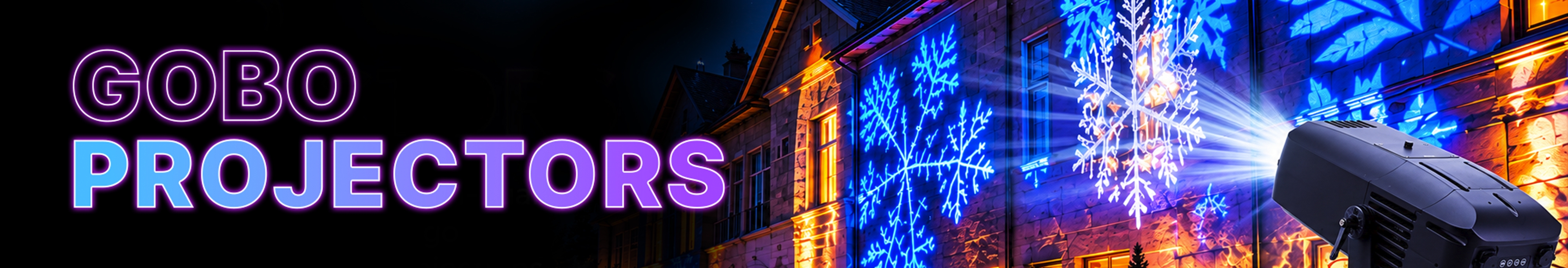 Gobo projectors for light trails, outdoor installations and projection effects